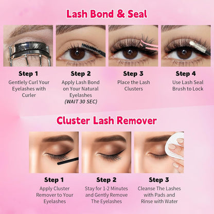 💖RITALASH 400PCS DIY Lash Extension Kit – 30D + 50D Cluster Lashes (8–16mm Mixed) with Bond, Seal, Remover & Tweezer for Custom At-Home Lash Styling!