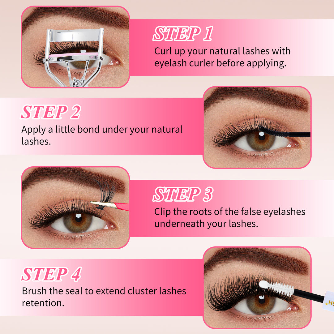 💖RITALASH 800PCS C Curl Cluster Lash Book – DIY Lash Extension Kit