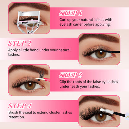 💖RITALASH 800PCS C Individual Eyelashes Cluster Lash Book Kit DIY Eyelash Extensions With Bond And Seal Cluster Lash Remover Lash Tweezer DIY Cluster Lash At