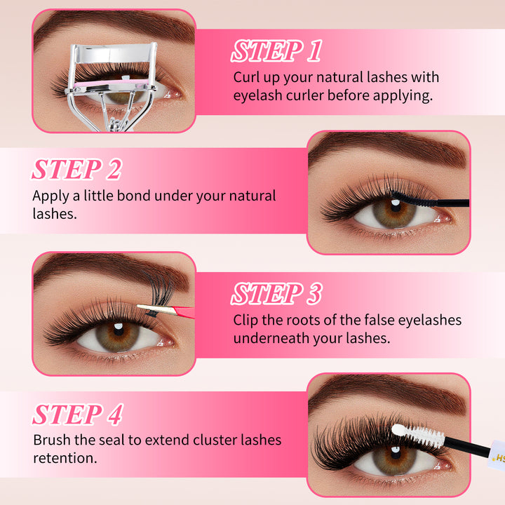 💖RITALASH 800PCS C Curl Cluster Lash Book – DIY Lash Extension Kit
