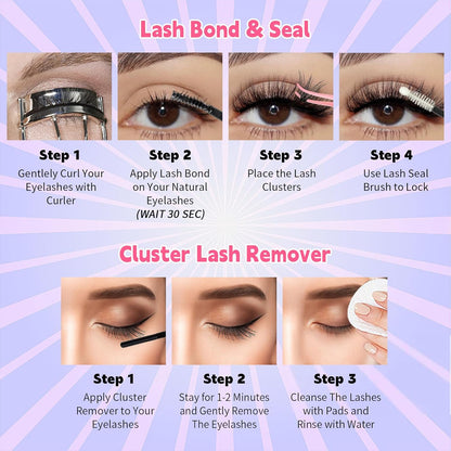💖RITALASH DIY Lash Extension Kit Book Set – 800PCS Cluster Lashes (20D+40D+60D+100D, 8–16mm) | Individual Lash Clusters with Bond & Seal, Remover, Tweezers | At-Home Eyelash Extension Kit