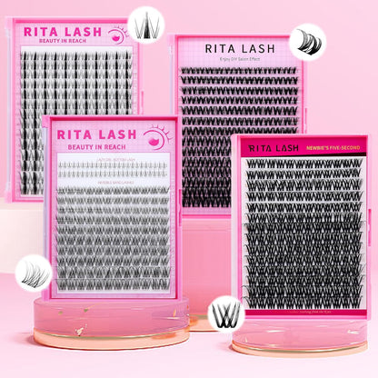 🌟RITALASH Venus Bottom & Upper Lash Clusters – DIY Individual Eyelashes Kit, 5–16mm Soft Natural Lashes with Ultra-Thin Invisible Band