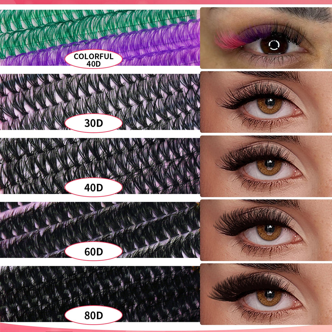 ✨280PCS Lash Extension Kit – 5 Styles DIY Lash Clusters with Bond & Applicator