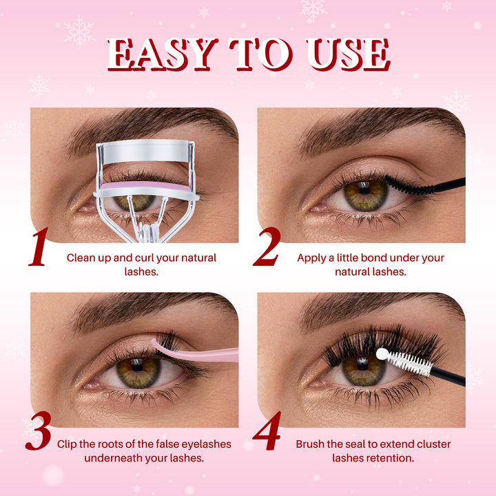 ✨Individual False Eyelash Extension Kit – 12 Boxes Curl & Wispy Lashes with Glue & Tools