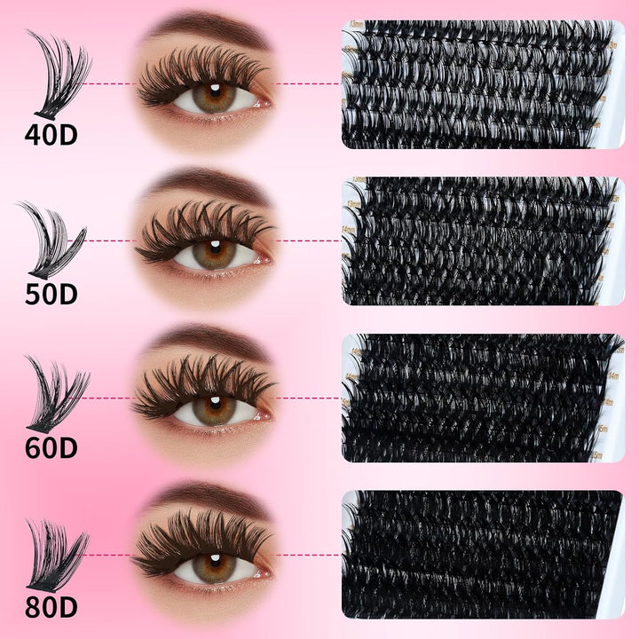 ✨RITALASH New 1120PCS Large Pack Lash Clusters DIY Kit with Bond & Seal & Tools