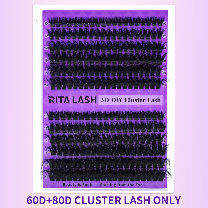 ✨RITALASH 240PCS D Curl 3D Fluffy Eyelash Clusters – DIY Kit with Bond & Tweezers