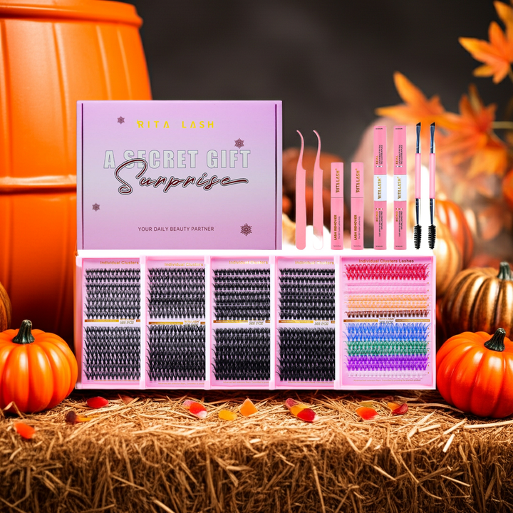 ✨280PCS Lash Extension Kit – 5 Styles DIY Lash Clusters with Bond & Applicator